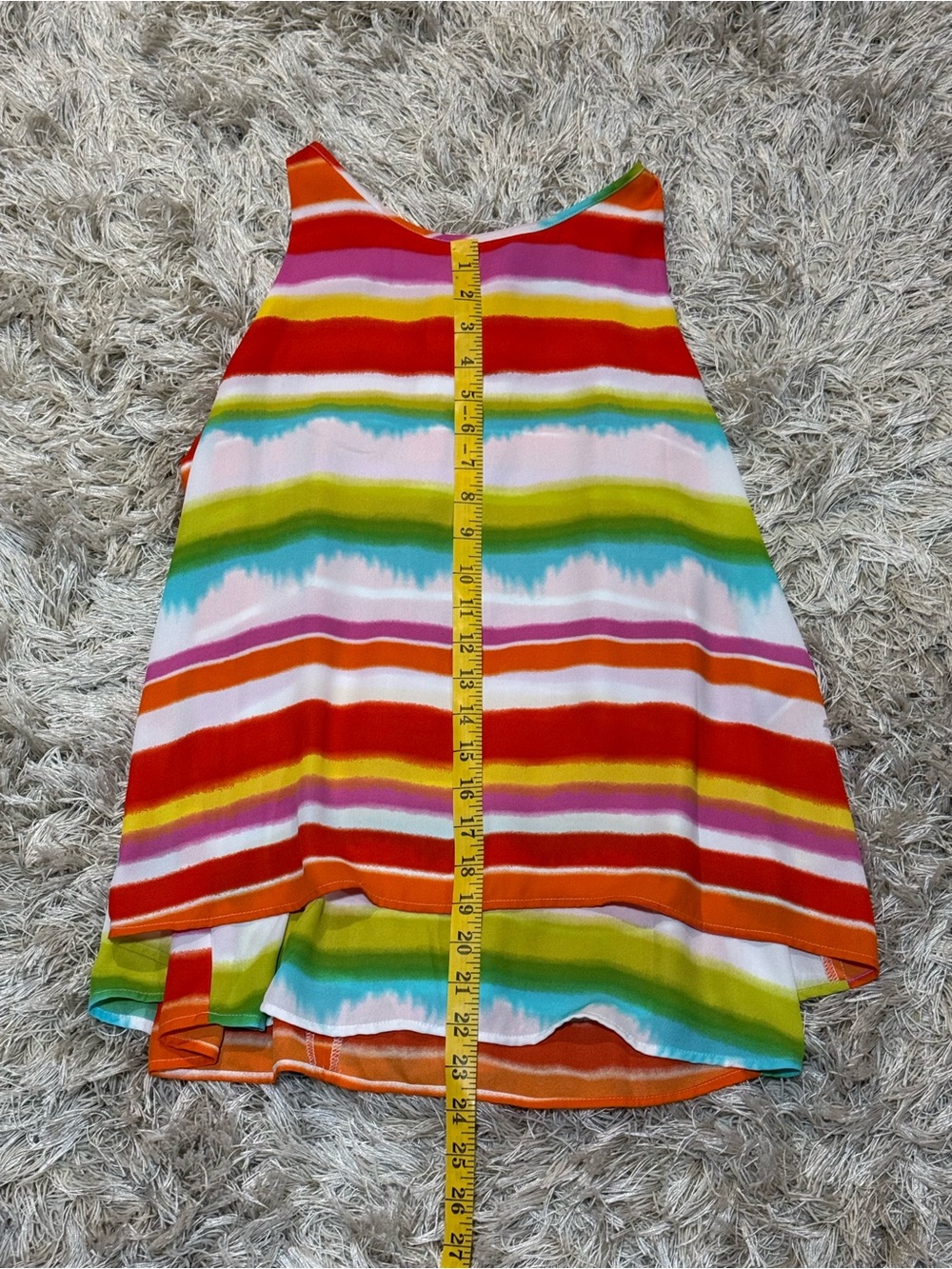 Rainbow Striped Sleeveless Tank Top | Flowy Summer Blouse | Medium - Picture 12 of 13